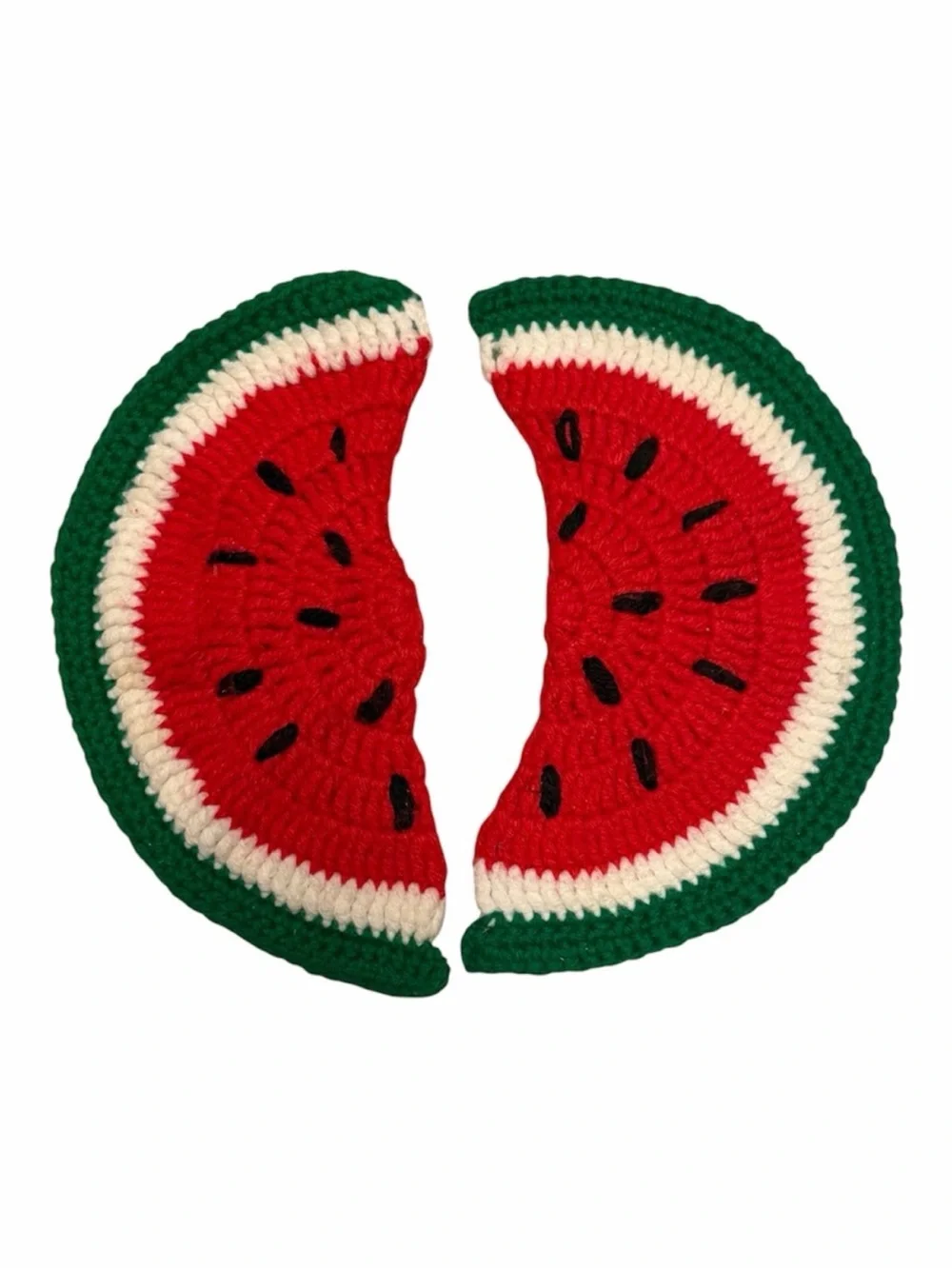 🛑 SOLD 🛑 Vintage Handmade Knit Watermelon Pot Holders Handcrafted Grandmacore